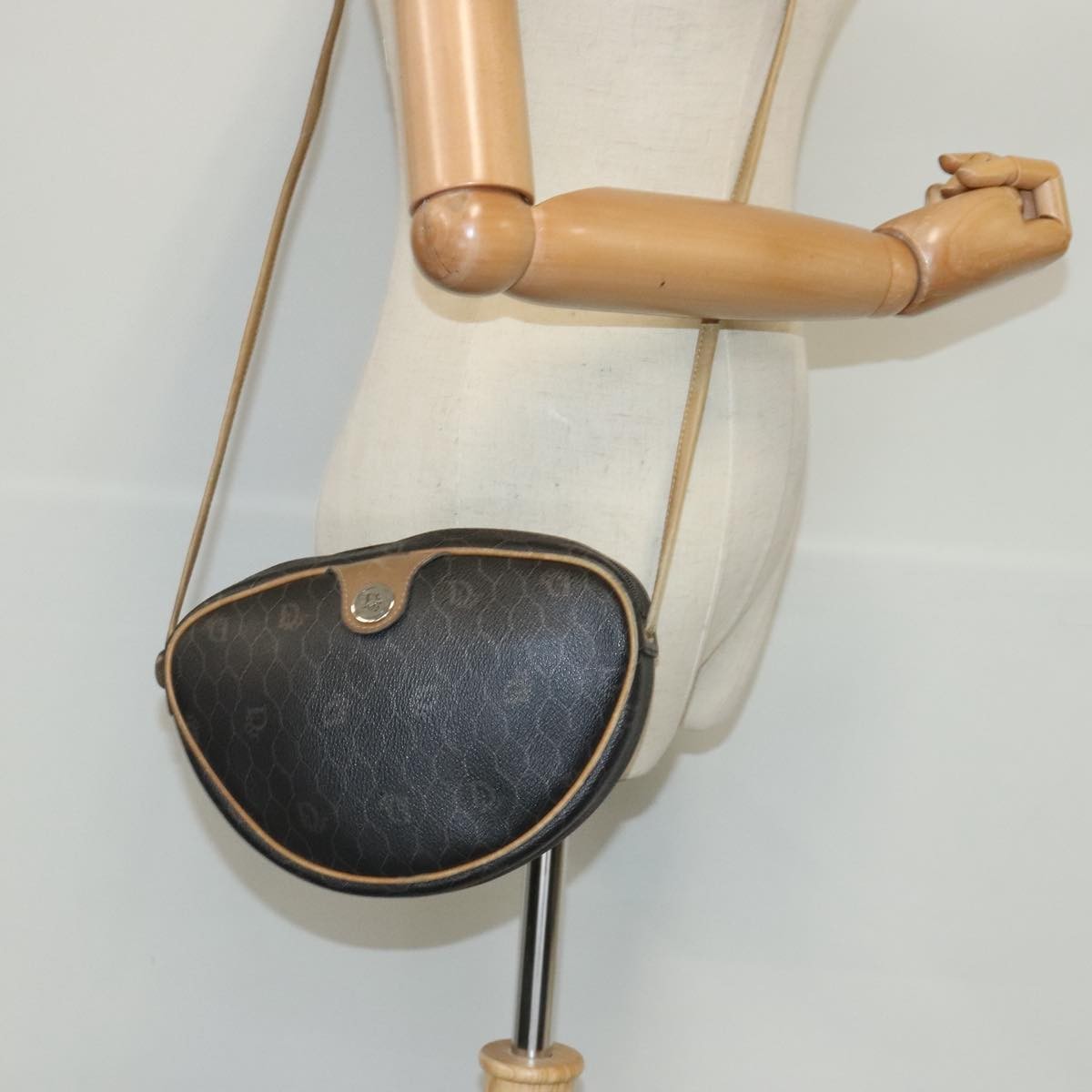 Christian Dior Vintage Honeycomb Shoulder Bag Canvas, BLACK, CANVAS, Shoulder bag