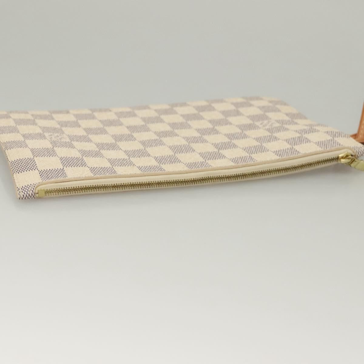 Louis Vuitton Neverfull Pochette Damier, WHITE, CANVAS, Tote bag