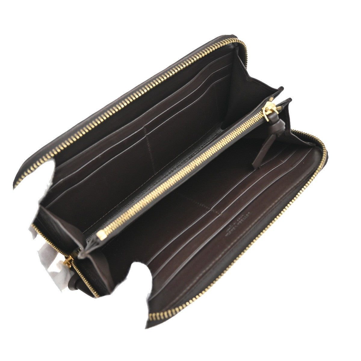 Bottega Veneta Intrecciato Long Zip  Wallet Leather, Brown, Leather, Wallet