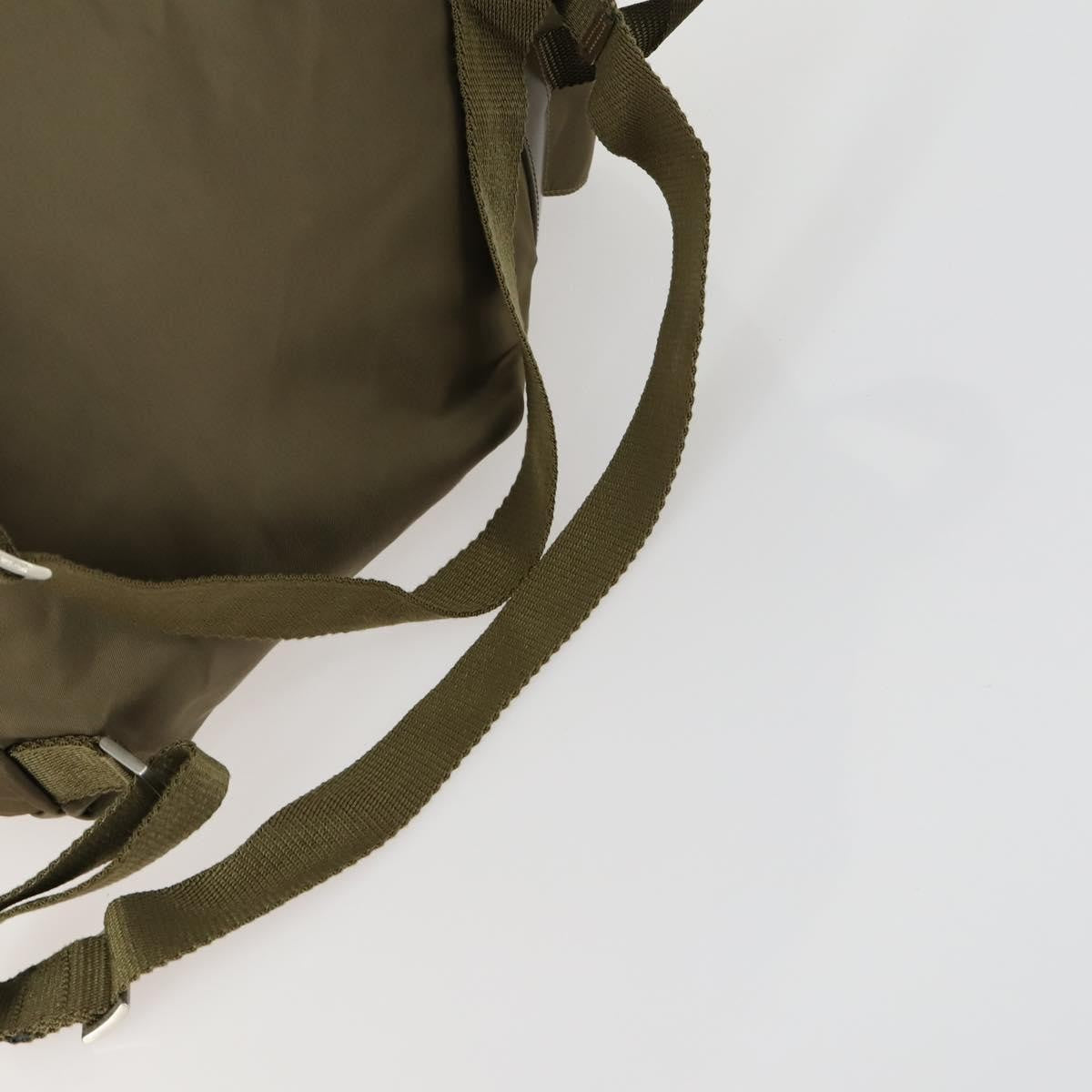 Prada Vela Double Front Pocket Backpack Tessuto with Saffiano Leather, KHAKI, NYLON, Backpack