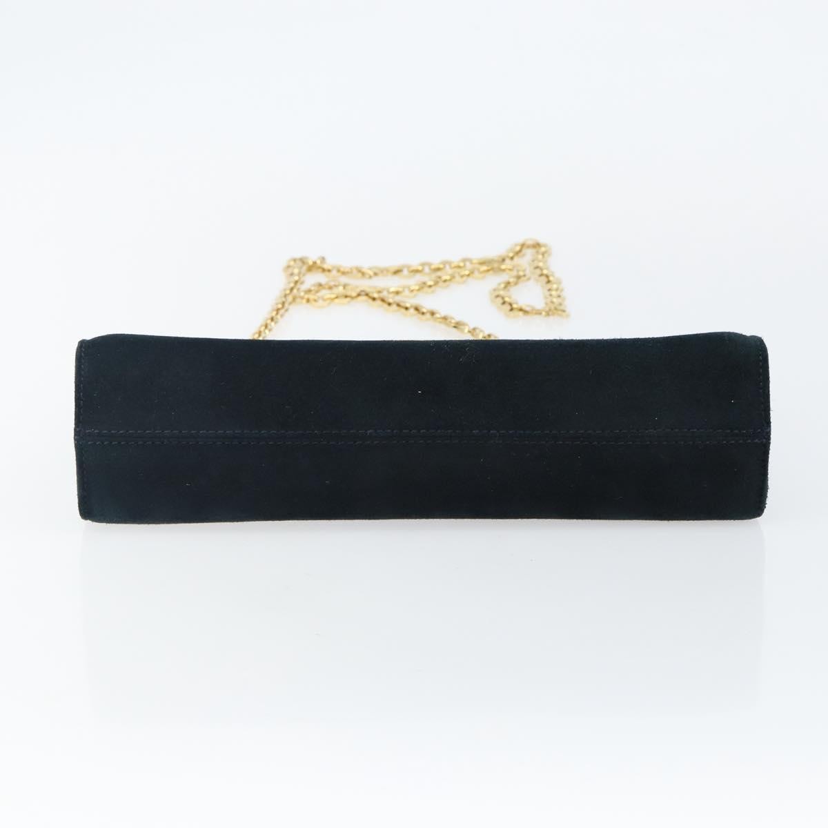 Salvatore Ferragamo Gancini Chain Shoulder bag Suede, NAVY, SUEDE, Shoulder bag
