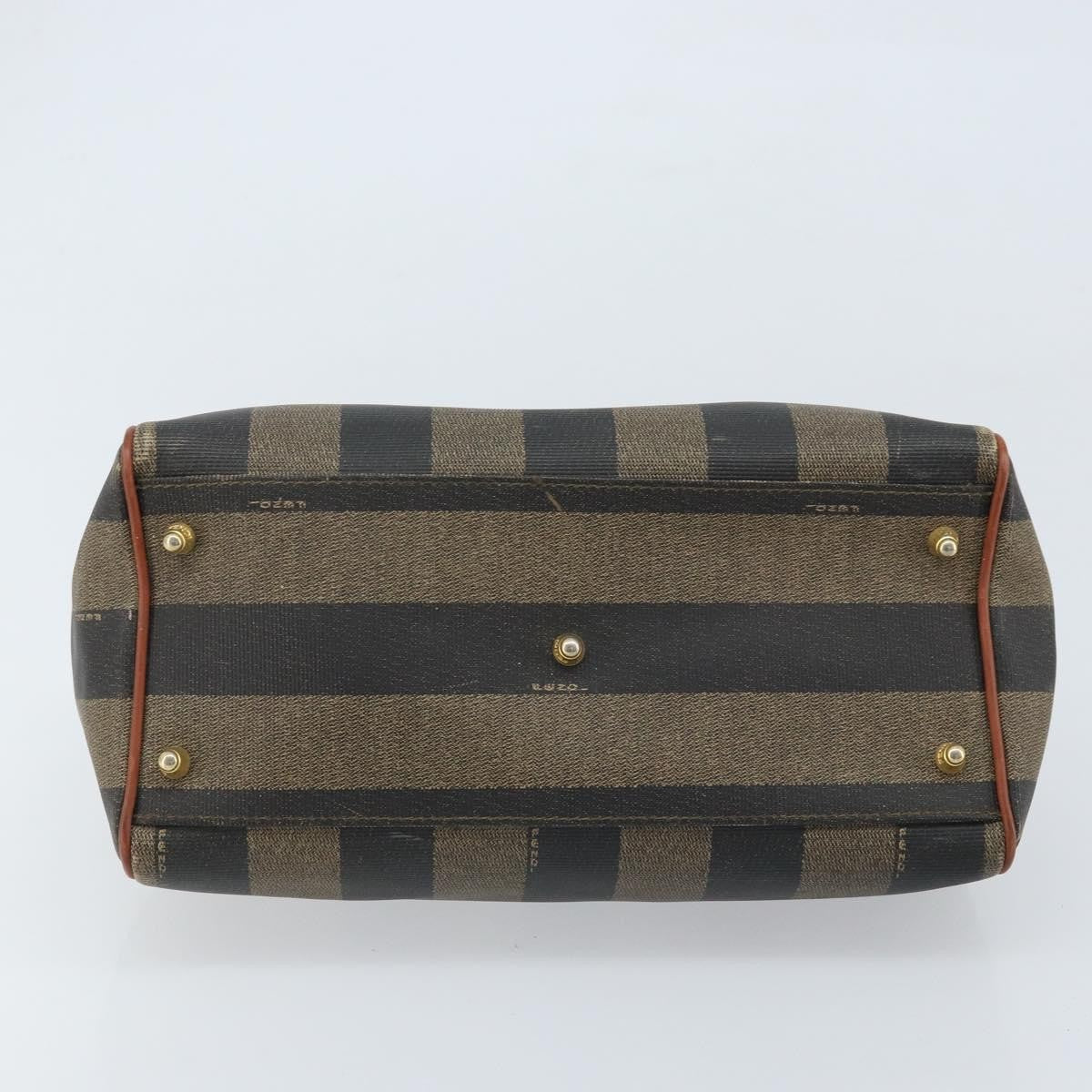 Fendi Vintage Pequin Convertible Boston Bag Coated Canvas, BROWN, CANVAS, Handbag