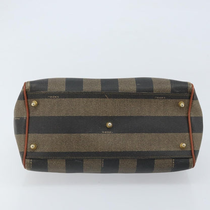 Fendi Vintage Pequin Convertible Boston Bag Coated Canvas, BROWN, CANVAS, Handbag