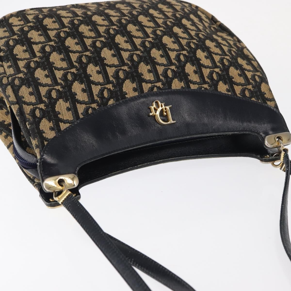 Christian Dior Vintage Trotter Shoulder Bag Canvas, NAVY, CANVAS, Shoulder bag