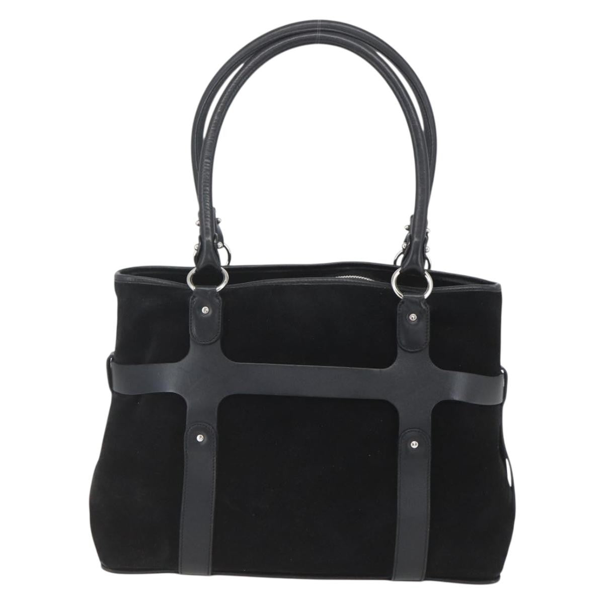 Salvatore Ferragamo Gancini handbag Suede, BLACK, SUEDE, Handbag