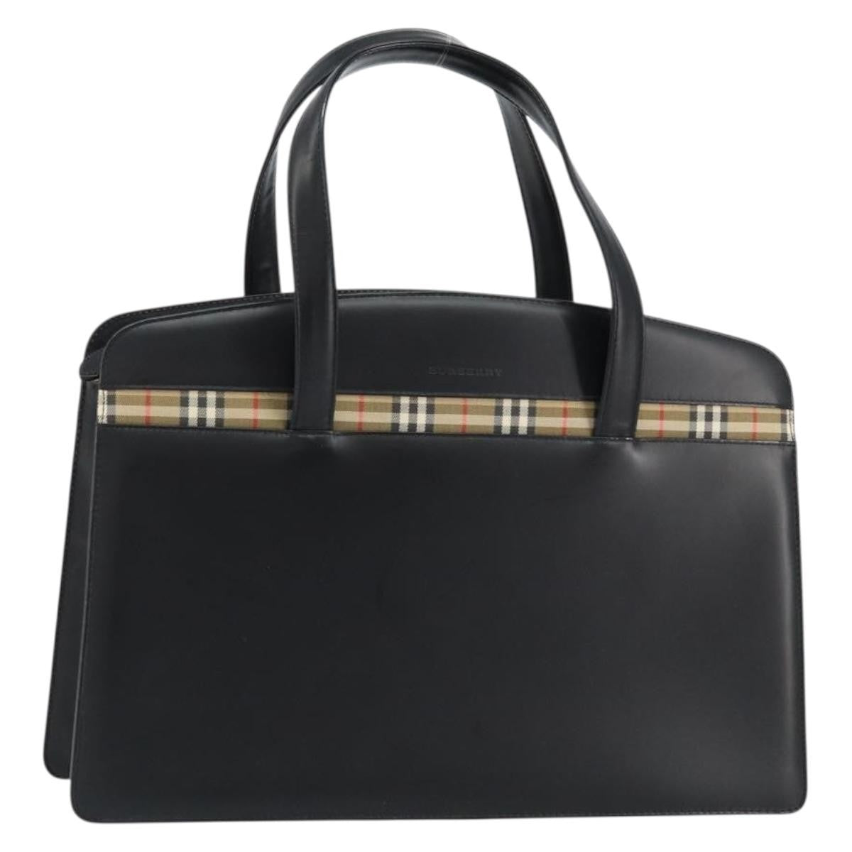 Burberry Vintage Handbag Leather, BLACK, LEATHER, Handbag