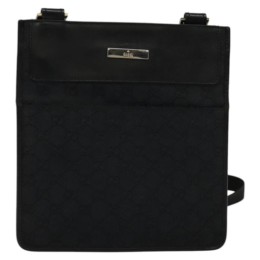 Gucci Vintage Flat Messenger Bag GG Canvas, BLACK, CANVAS, Shoulder bag
