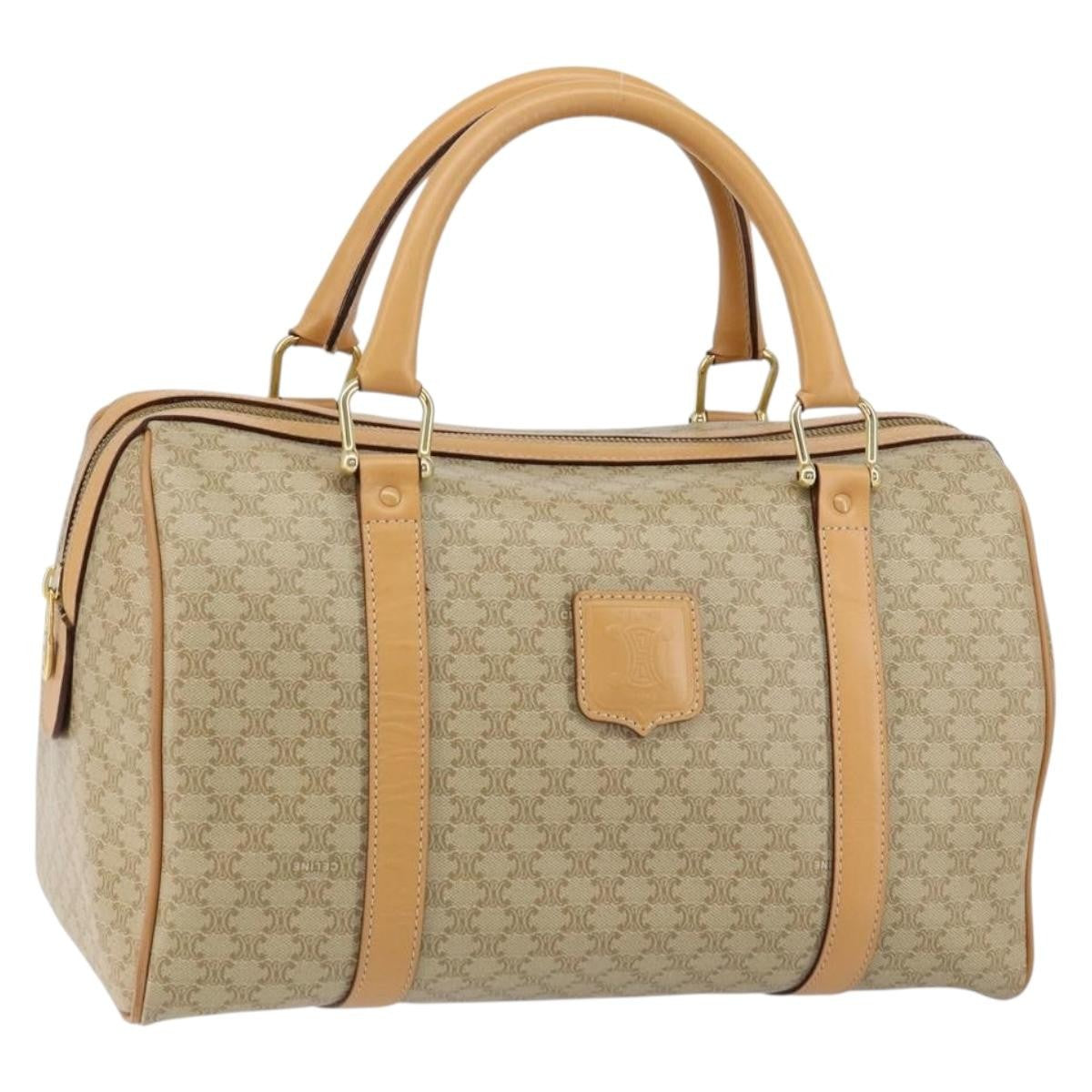 Celine Vintage Duffle Bag Macadam Coated Canvas, BEIGE, CANVAS, Travel bag