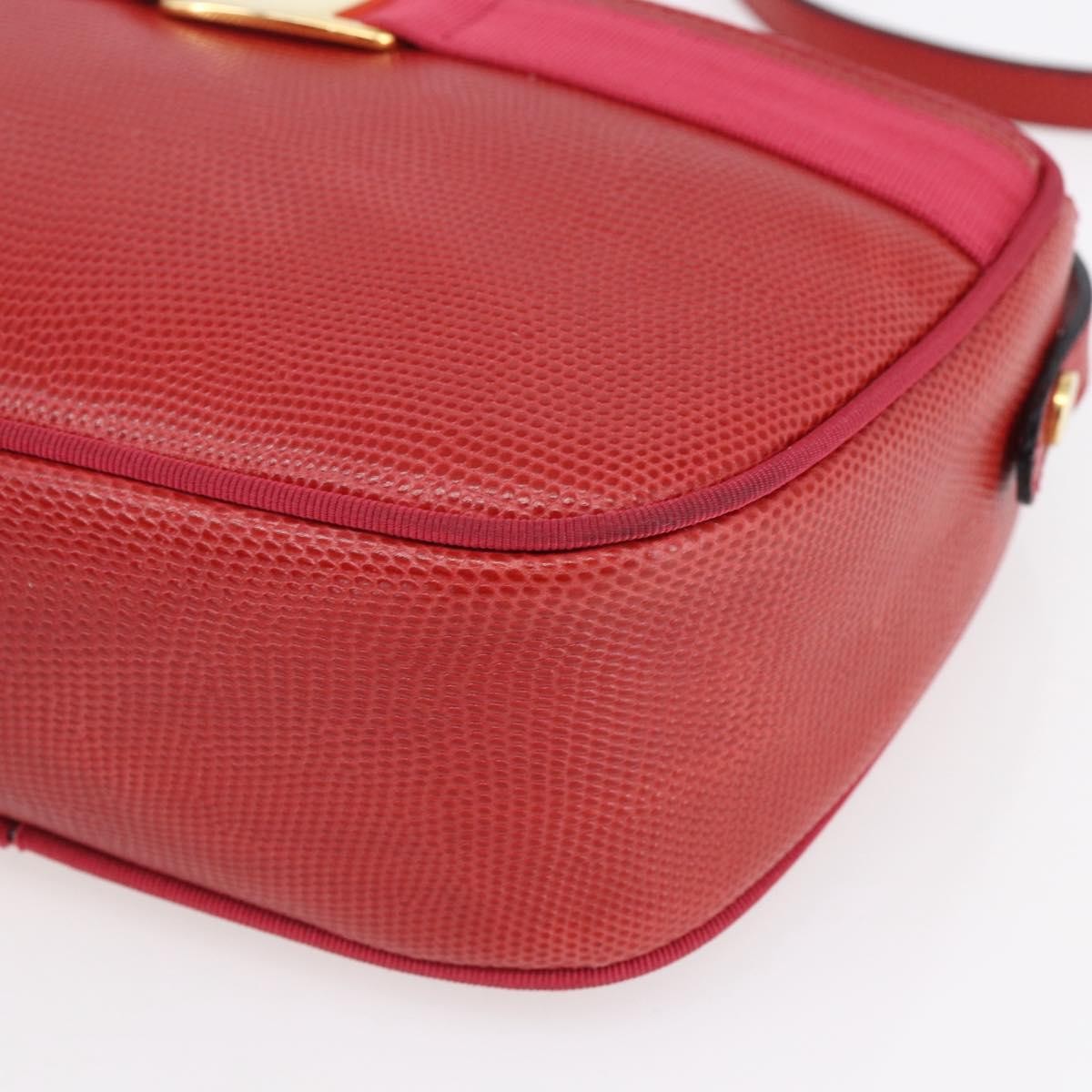Salvatore Ferragamo Vala Shoulder Bag Embossed Leather, RED, LEATHER, Shoulder bag