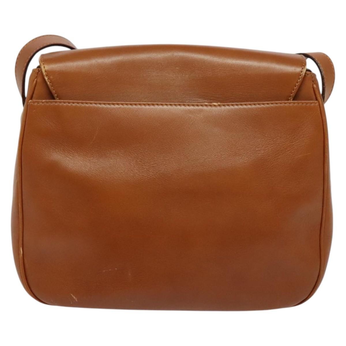 Celine Vintage Circle Logo Crossbody Bag Leather, BROWN, LEATHER, Crossbody bag