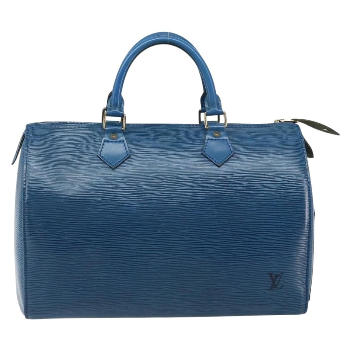 Louis Vuitton Speedy Handbag Epi Leather, BLUE, LEATHER, Handbag