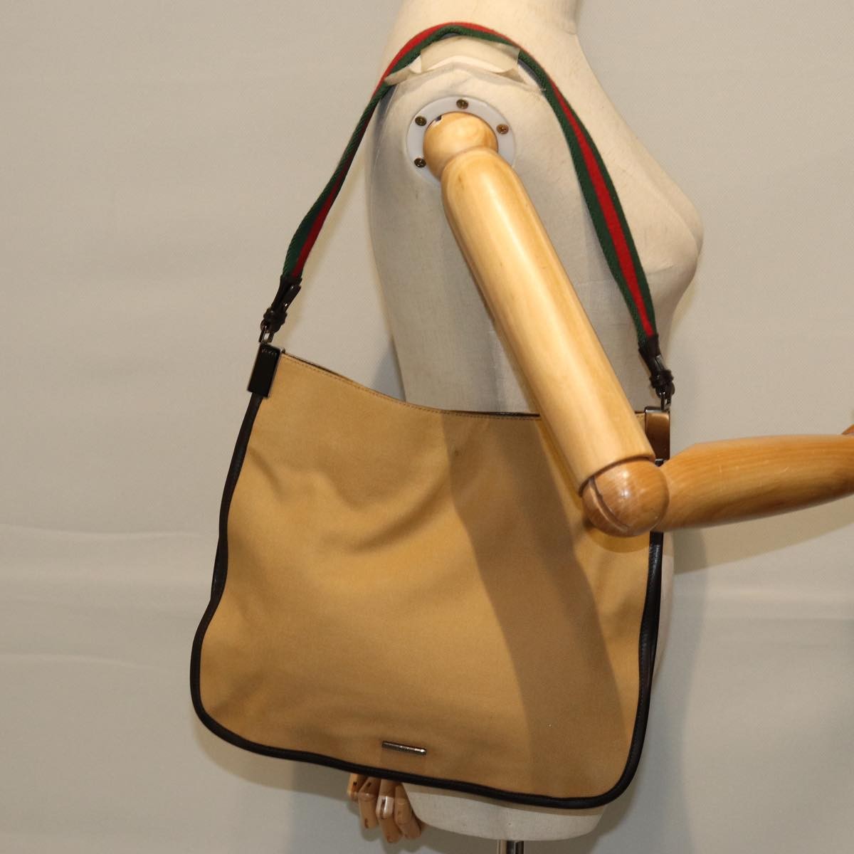 Gucci Vintage Shoulder Bag Canvas, BEIGE, CANVAS, Shoulder bag