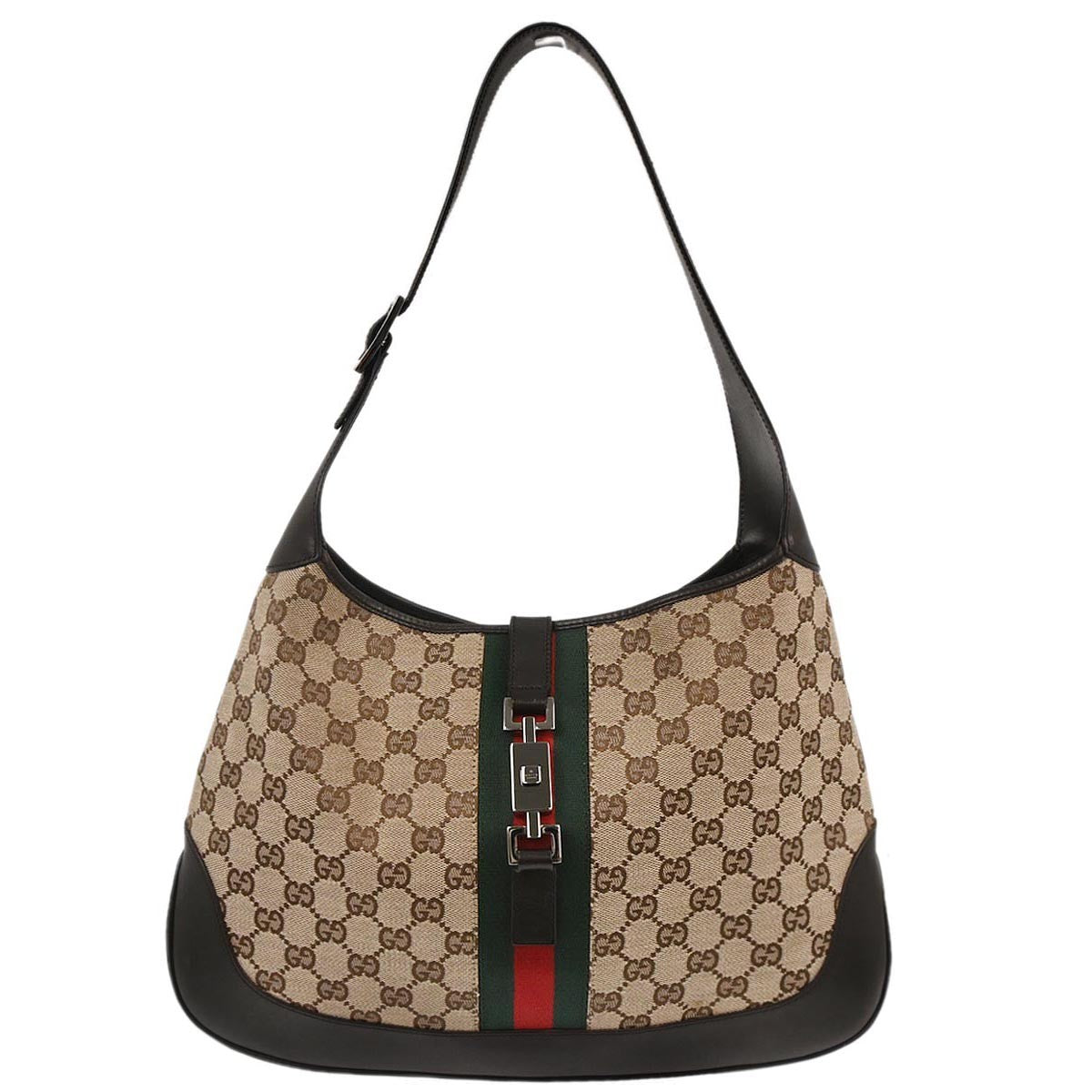 Gucci Web Jackie O Hobo GG Canvas, BROWN, CANVAS, Shoulder bag