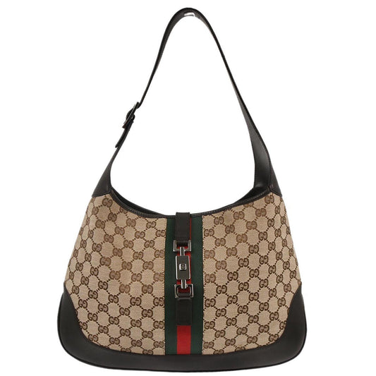 Gucci Web Jackie O Hobo GG Canvas, BROWN, CANVAS, Shoulder bag