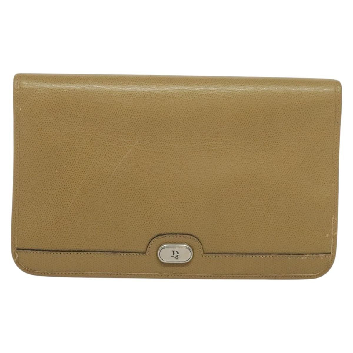 Christian Dior Vintage Chain Flap Shoulder Bag Leather, BEIGE, LEATHER, Shoulder bag