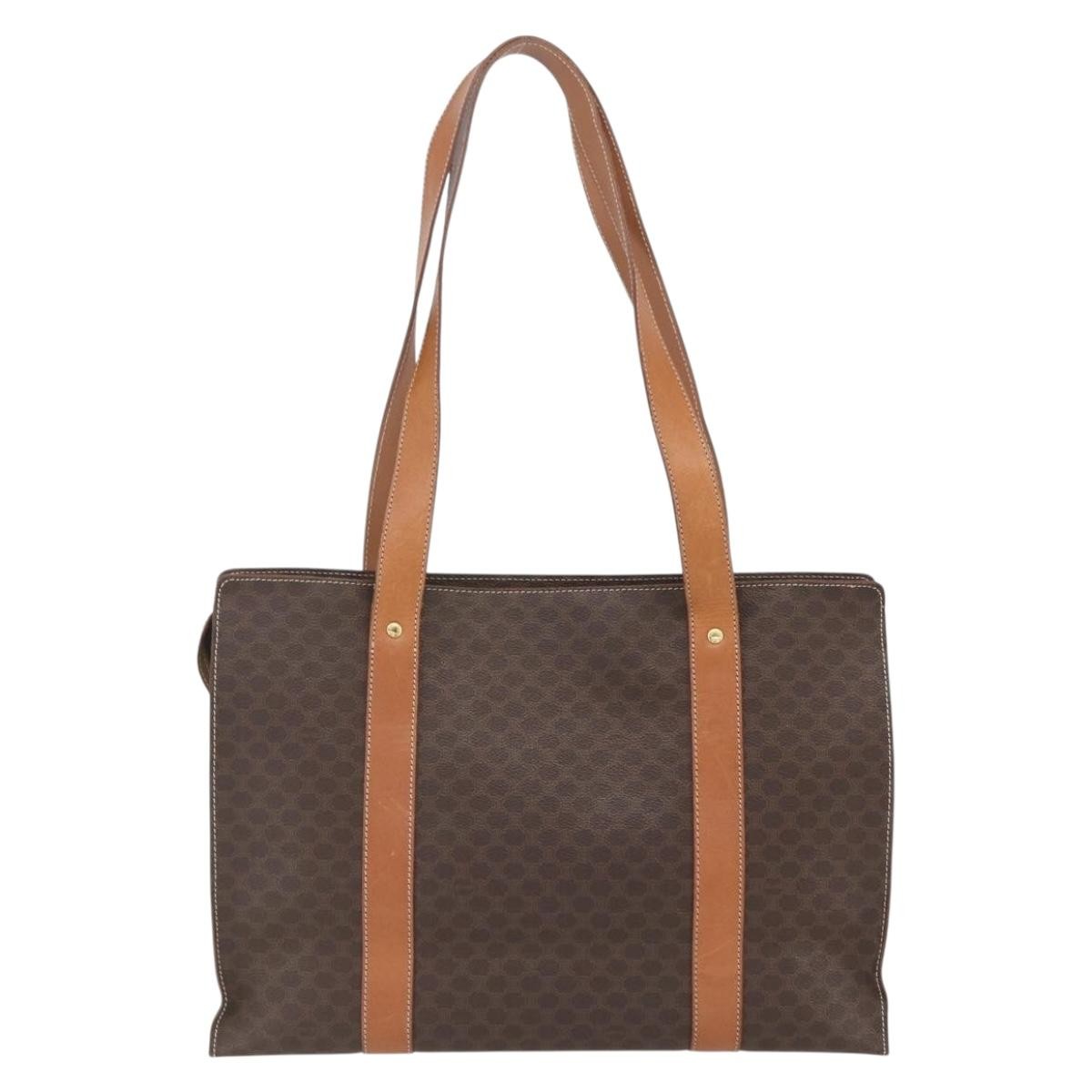 Celine Vintage Macadam Tote bag Canvas and Leather, BROWN, CANVAS, Tote bag