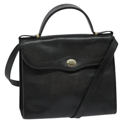 Christian Dior Vintage CD Handbag Leather, BLACK, LEATHER, Handbag