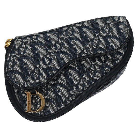 Christian Dior Vintage Saddle Coin Purse Diorissimo Canvas, NAVY, CANVAS, Wallets