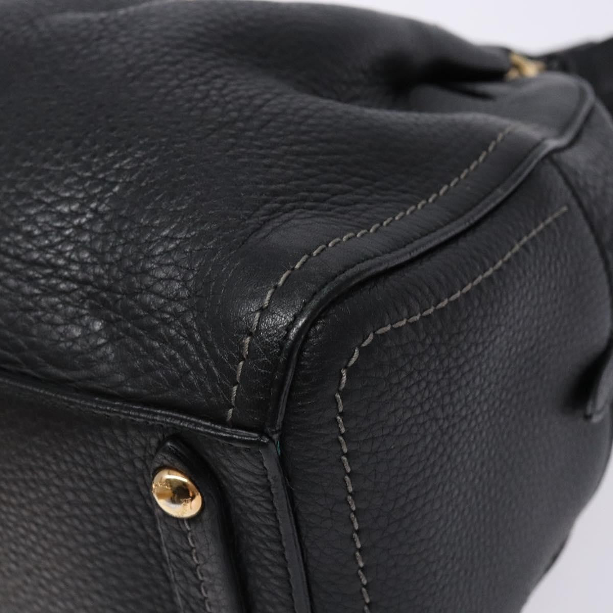 Salvatore Ferragamo Gancini handbag Leather, BLACK, LEATHER, Handbag