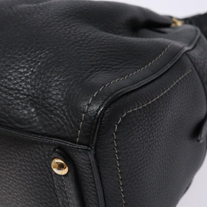 Salvatore Ferragamo Gancini handbag Leather, BLACK, LEATHER, Handbag