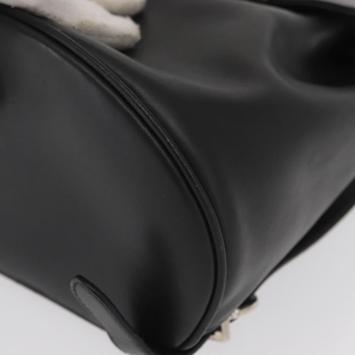 Salvatore Ferragamo Gancini Flap Drawstring Backpack Leather, BLACK, LEATHER, Backpack