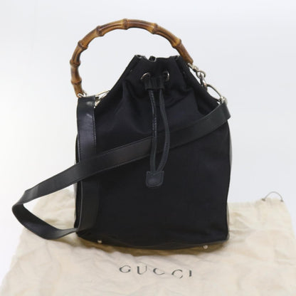 Gucci Vintage Bamboo Shoulder Bag Nylon, BLACK, NYLON, Shoulder bag