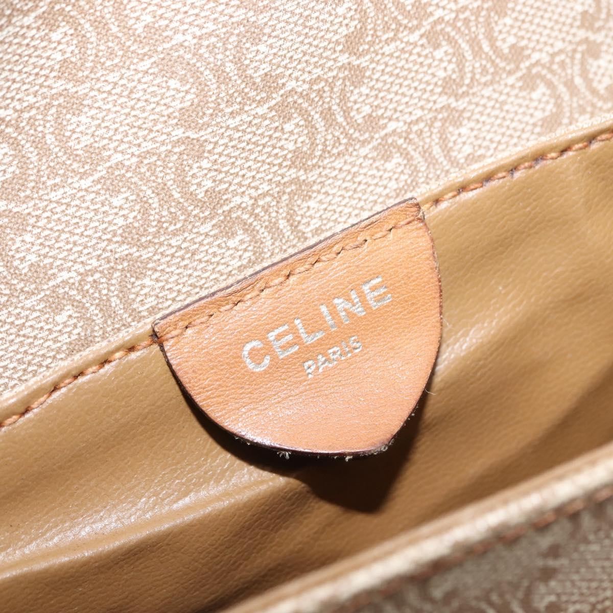 Celine Vintage Macadam Shoulder Bag Canvas and Leather, BEIGE, CANVAS, Shoulder bag
