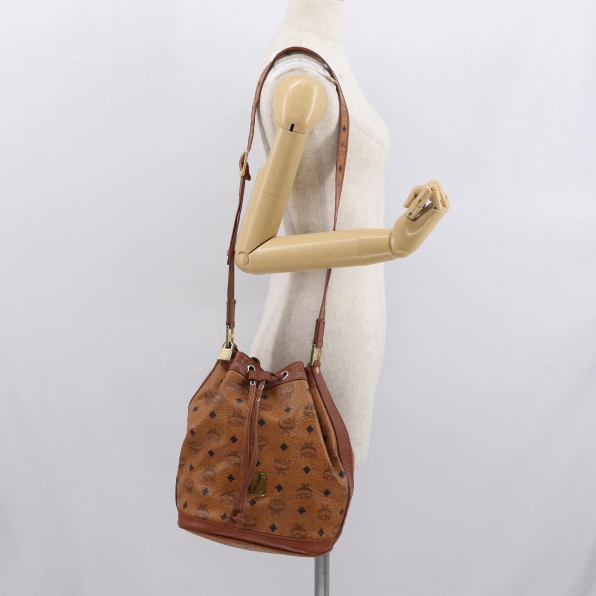 MCM Visetos Shoulder bag Canvas and Leather, BROWN, CANVAS, Shoulder bag