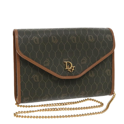 Christian Dior Vintage Honeycomb chain Canvas, KHAKI, CANVAS, Shoulder bag