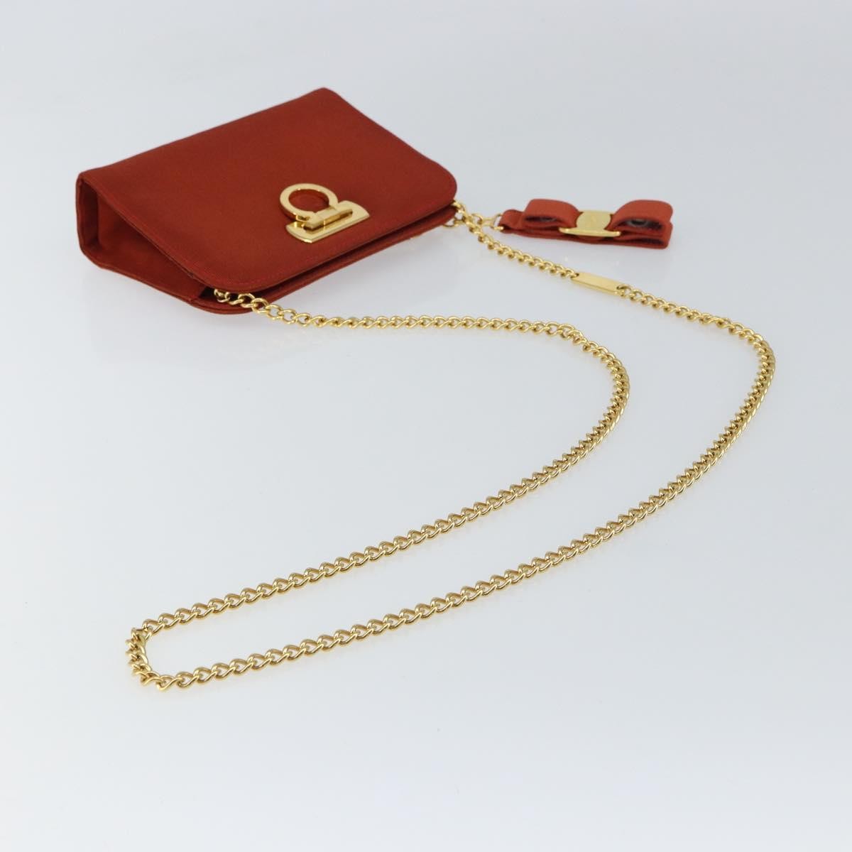 Salvatore Ferragamo Vintage Gancini Chain Shoulder Bag Nylon, RED, NYLON, Shoulder bag