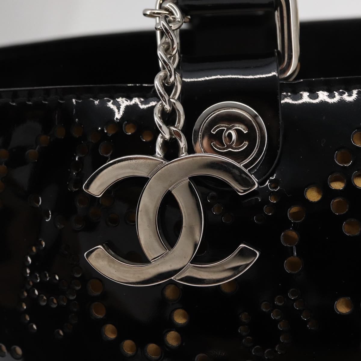 Chanel CC No.5 Shopping Tote Perforated Patent, BLACK, PATENT_LEATHER, Tote bag
