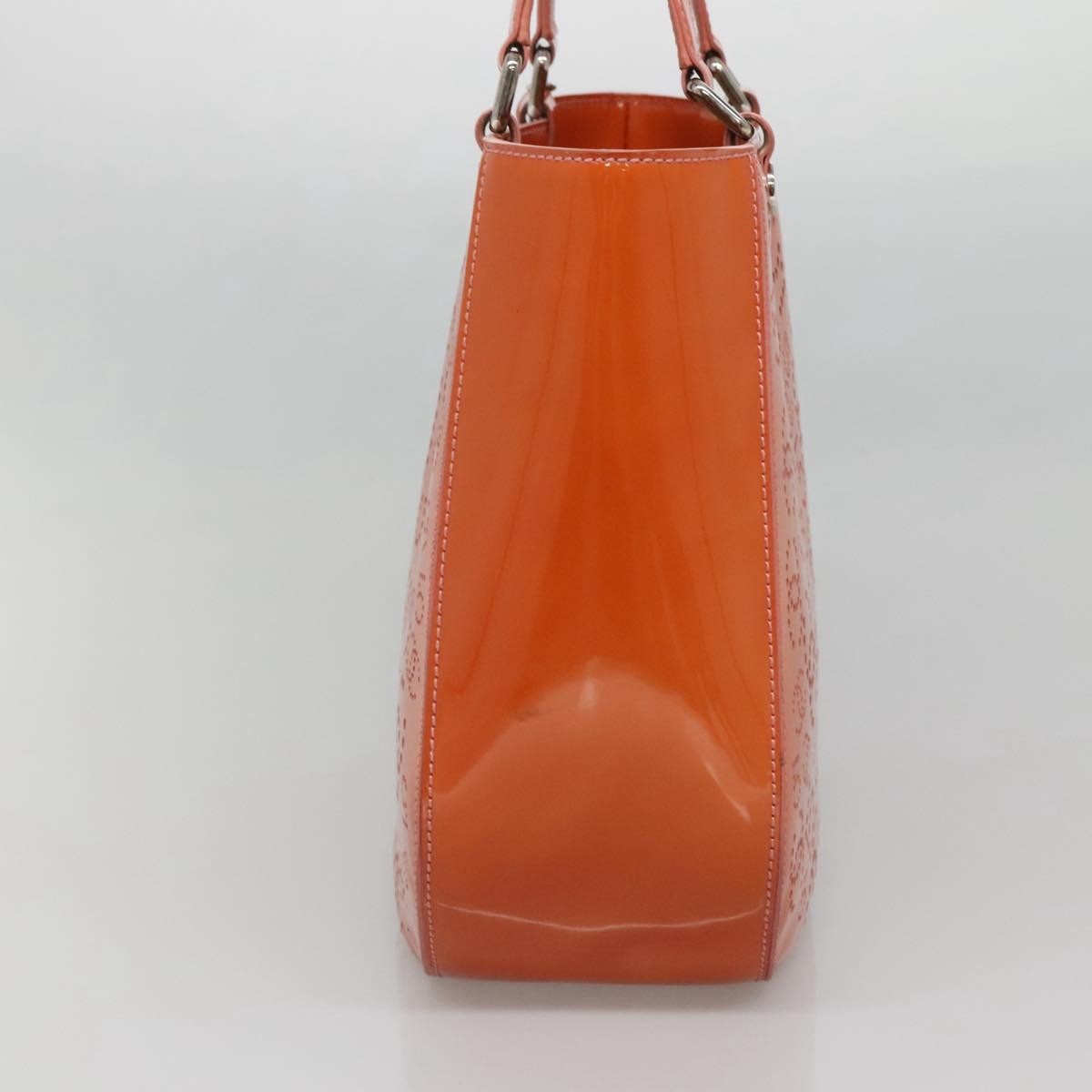 Chanel CC No.5 Shopping Tote Perforated Patent, Orange, Patent Leather, Tote Bag