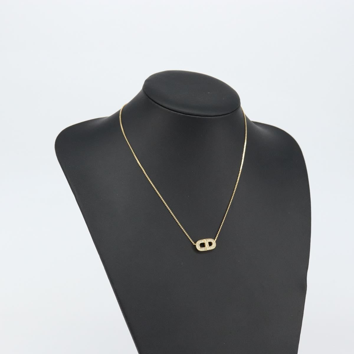Christian Dior CD Pendant Necklace Metal and Crystals, GOLD, METAL, Necklace