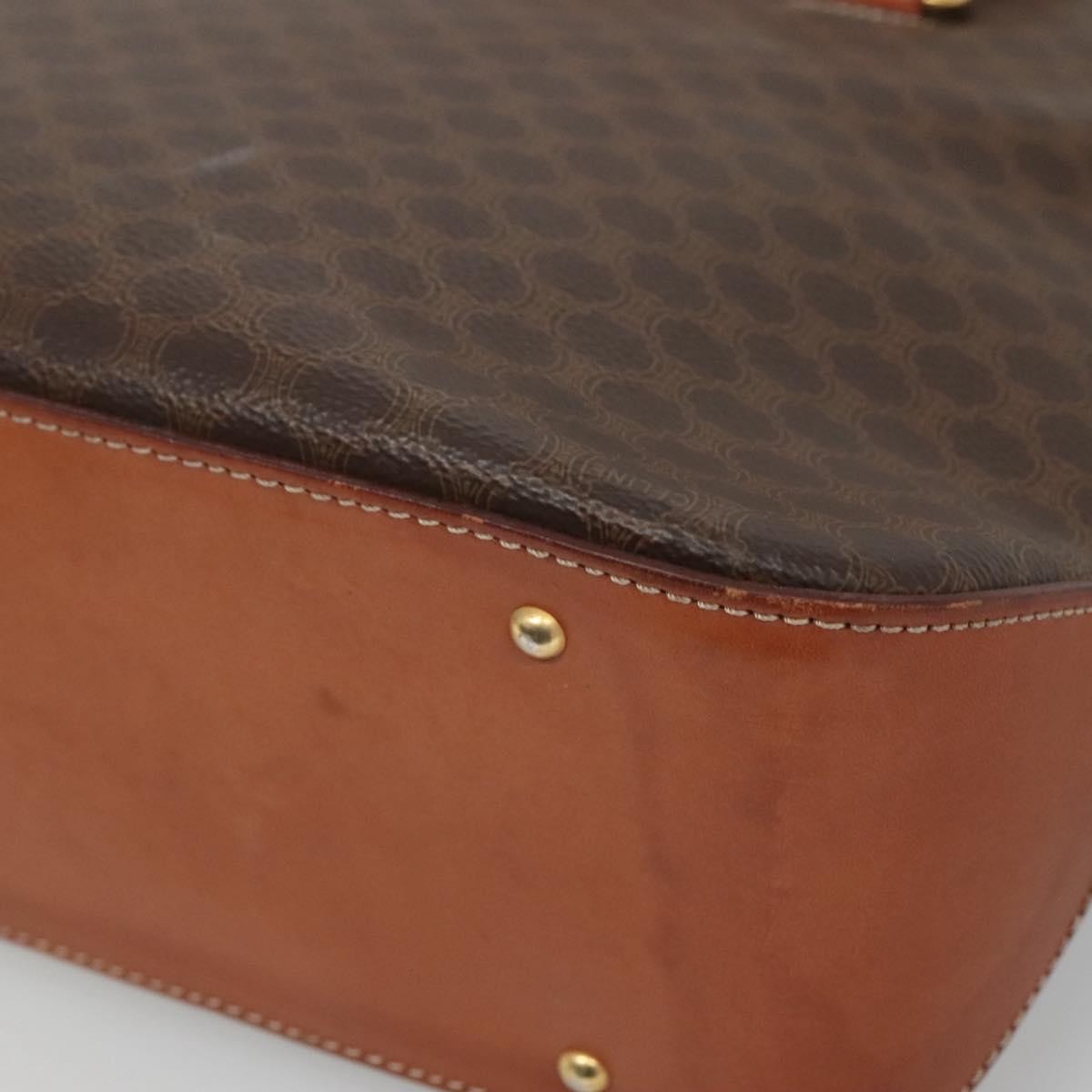 Celine Vintage Macadam Handbag Canvas and Leather, BROWN, CANVAS, Handbag