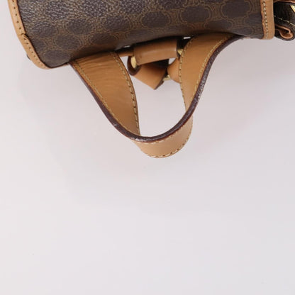 Celine Vintage Drawstring Flap Backpack Macadam Coated Canvas, BROWN, CANVAS, Backpack