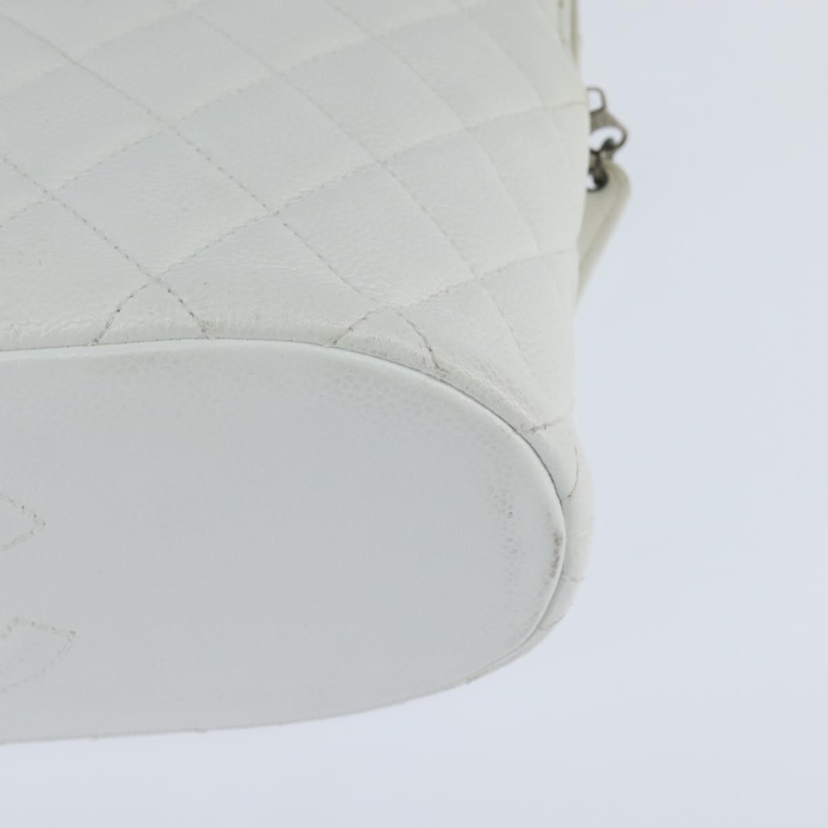 Chanel Vintage CC Zip Around Bowler Bag Quilted Caviar, WHITE, LEATHER, Tote bag