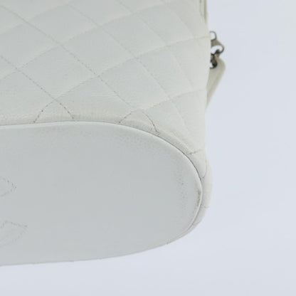 Chanel Vintage CC Zip Around Bowler Bag Quilted Caviar, WHITE, LEATHER, Tote bag