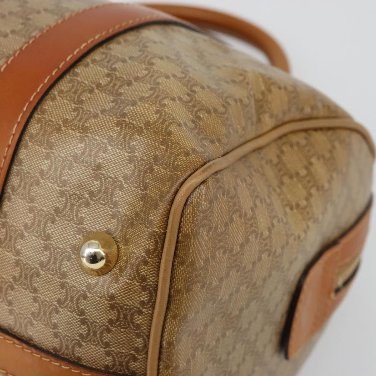 Celine Vintage Macadam Handbag Canvas and Leather, Beige, Canvas, Handbag