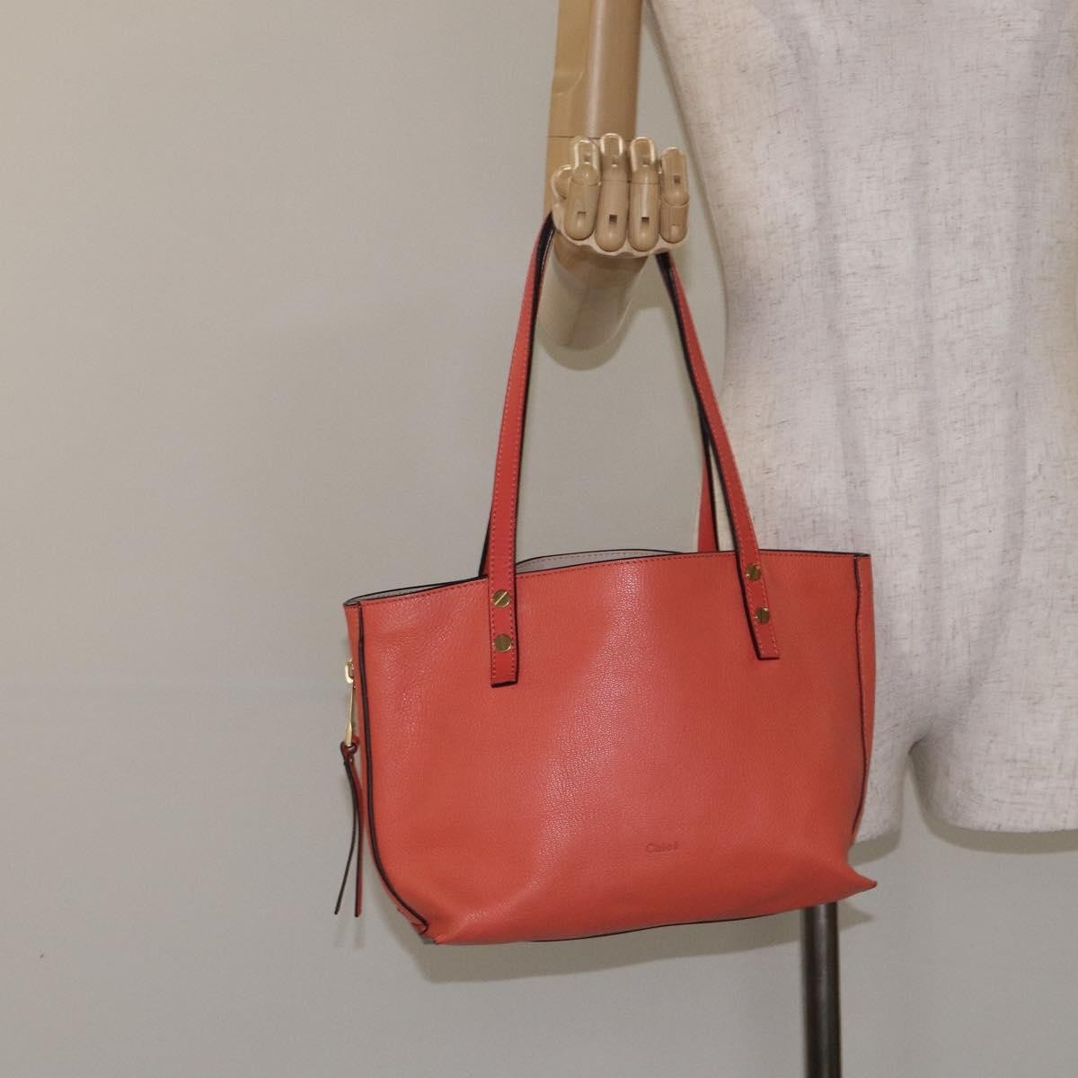 Chloe Dilan Tote Leather, ORANGE, LEATHER, Tote bag
