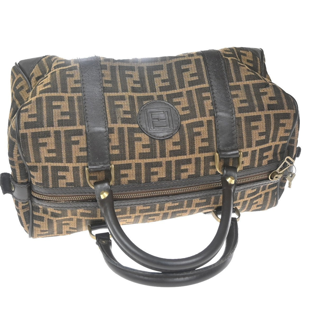 Fendi Convertible Boston Bag Zucca Canvas, BROWN, CANVAS, Travel bag