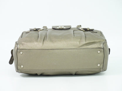 Salvatore Ferragamo Gancini Buckle Shoulder Bag Leather, GOLD, LEATHER, Shoulder bag