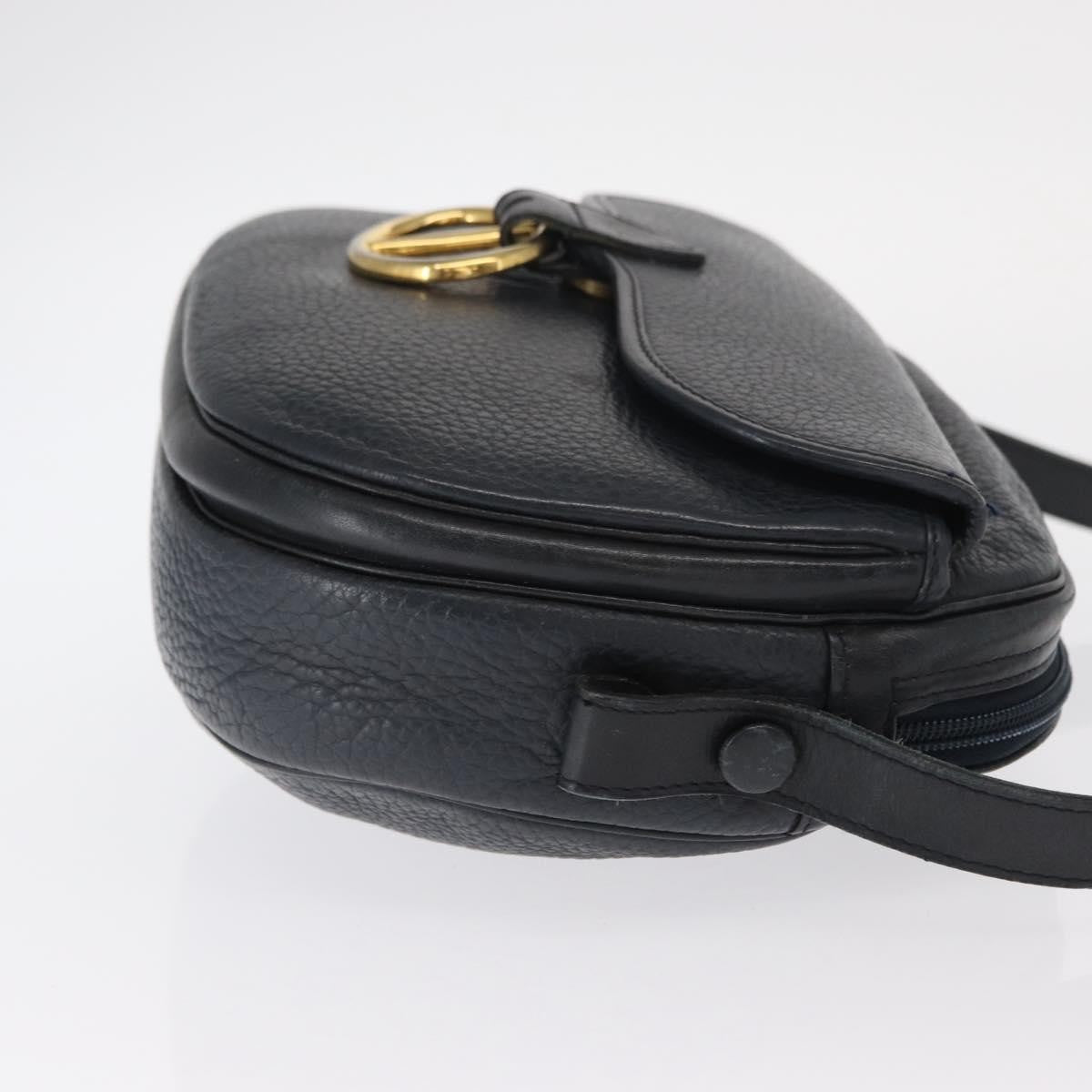 Christian Dior Vintage Shoulder Bag Leather, NAVY, LEATHER, Shoulder bag