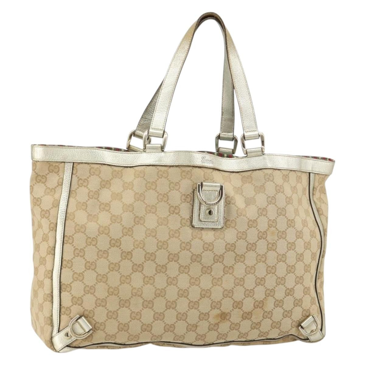 Gucci Abbey D-Ring Tote (Outlet) GG Coated Canvas, BEIGE, CANVAS, Tote bag
