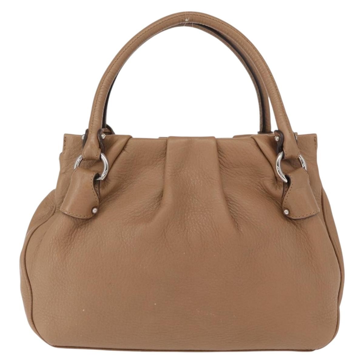 Salvatore Ferragamo Gancini handbag Leather, BROWN, LEATHER, Handbag