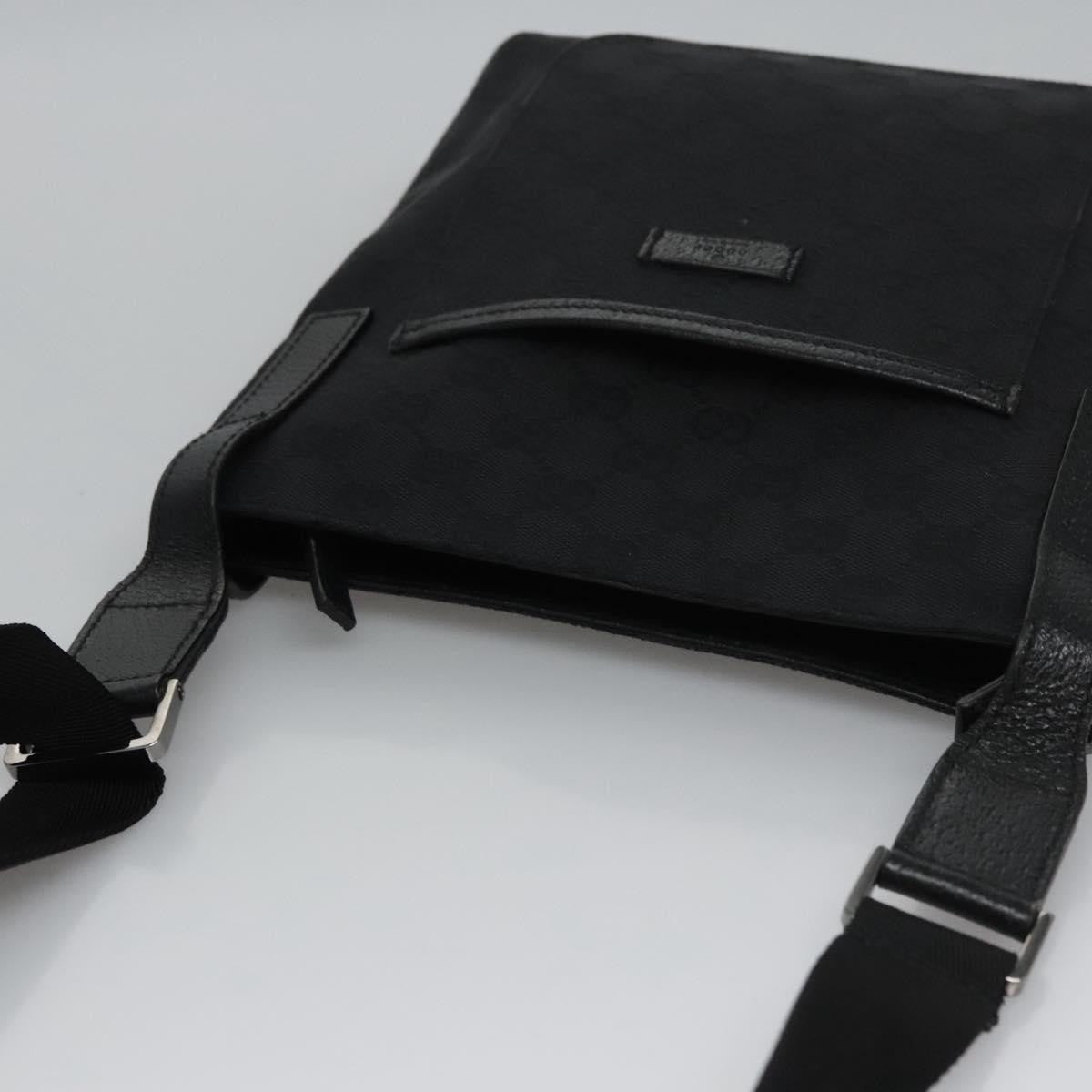Gucci Vintage Flat Messenger Bag GG Canvas, BLACK, CANVAS, Shoulder bag