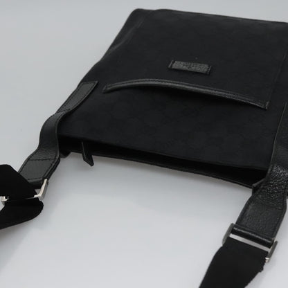 Gucci Vintage Flat Messenger Bag GG Canvas, BLACK, CANVAS, Shoulder bag