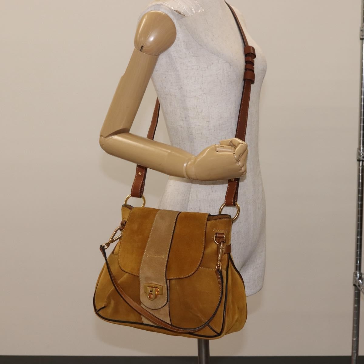 Chloe Lexa Crossbody Bag Suede, GOLD, SUEDE, Shoulder bag