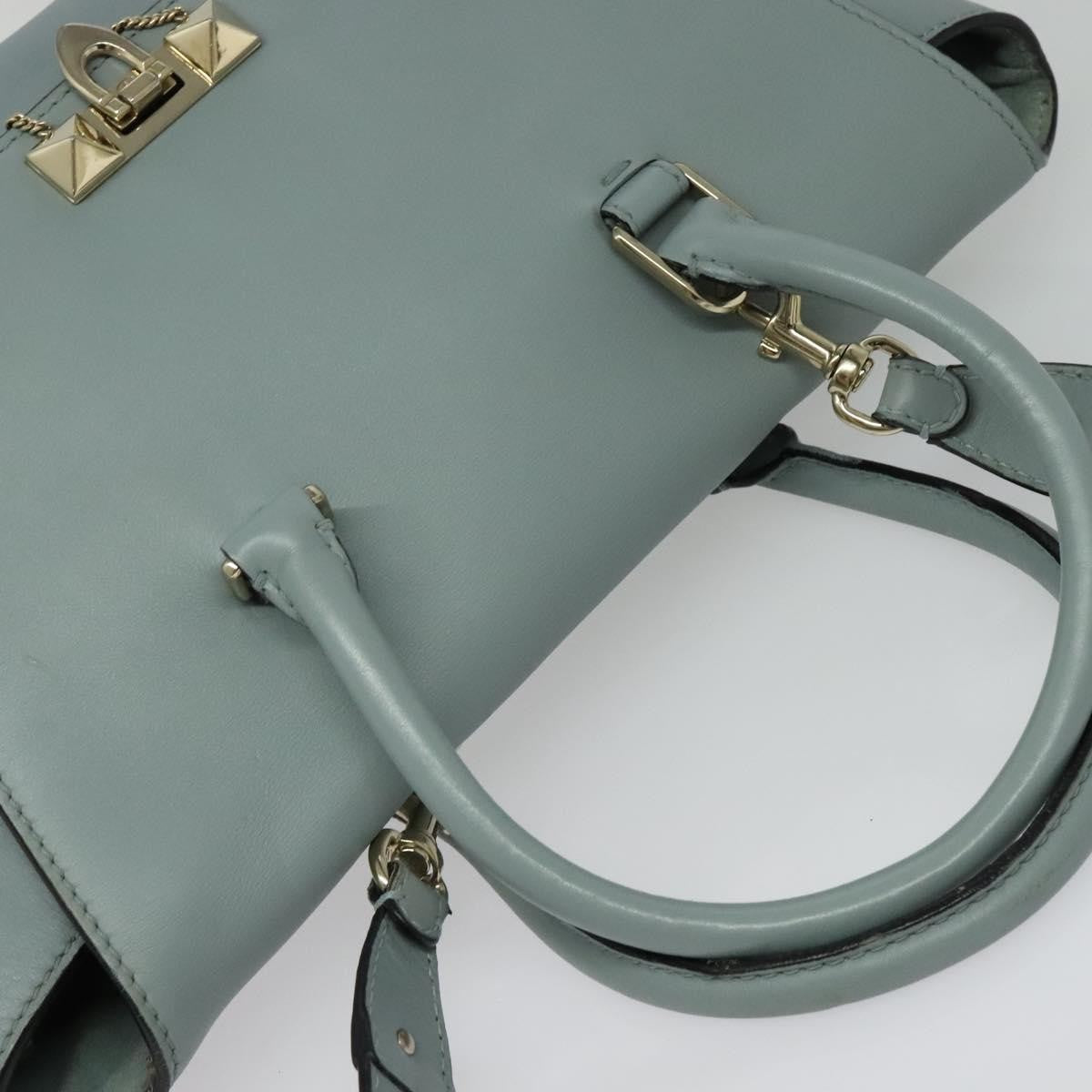 Valentino Garavani Demilune Flap Satchel Leather, BLUE, LEATHER, Handbag