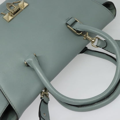 Valentino Garavani Demilune Flap Satchel Leather, BLUE, LEATHER, Handbag