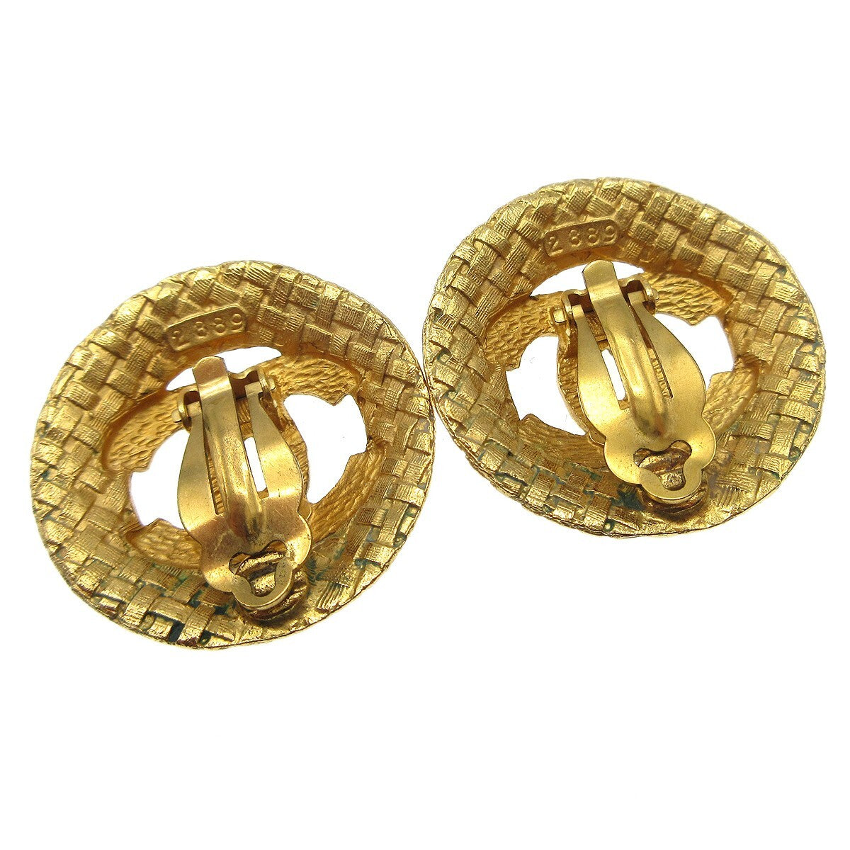 Chanel Vintage CC Round Cutout Clip-On Earrings Metal, GOLD, GOLD_PLATED, Earrings